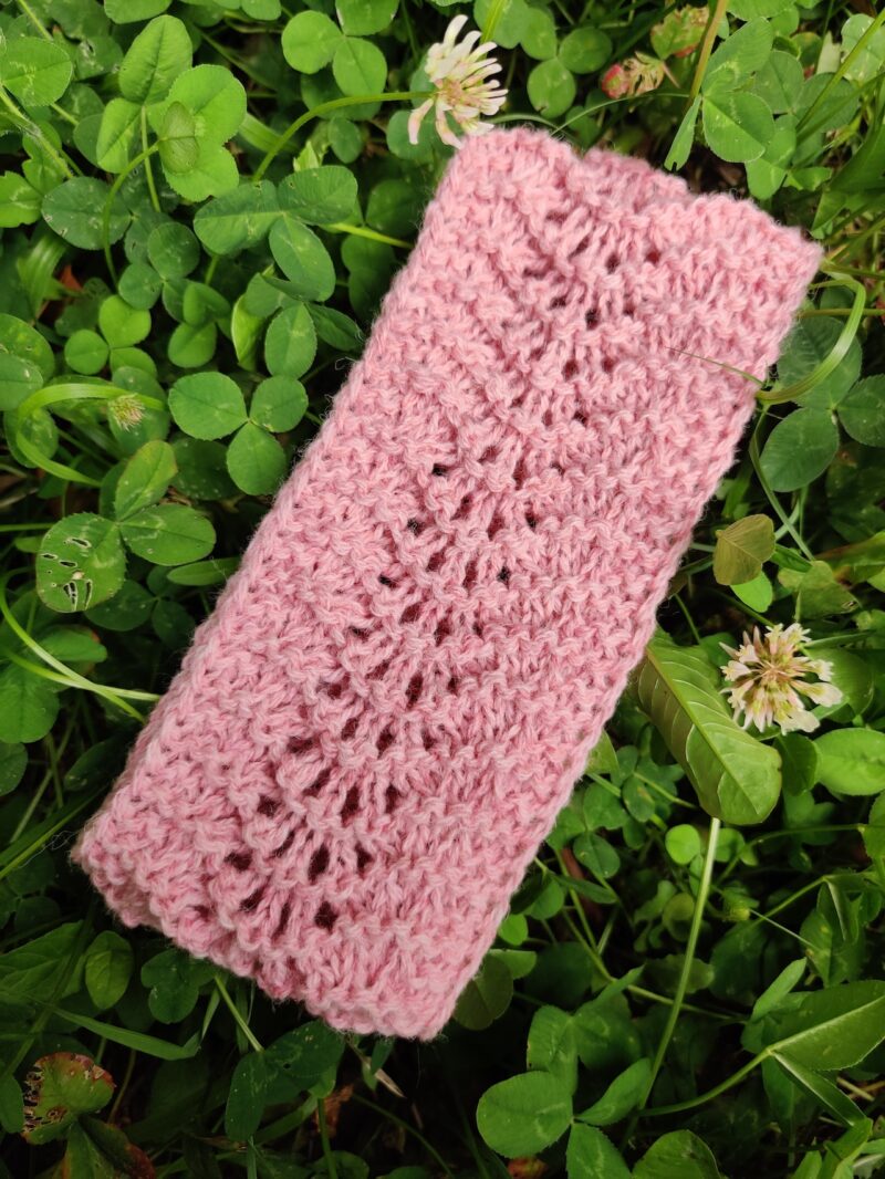 bandeau rose en laine shetland biologique de Laine et Merveilles