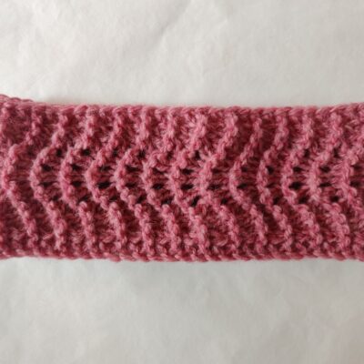 Headband rose point ajouré en laine shetland