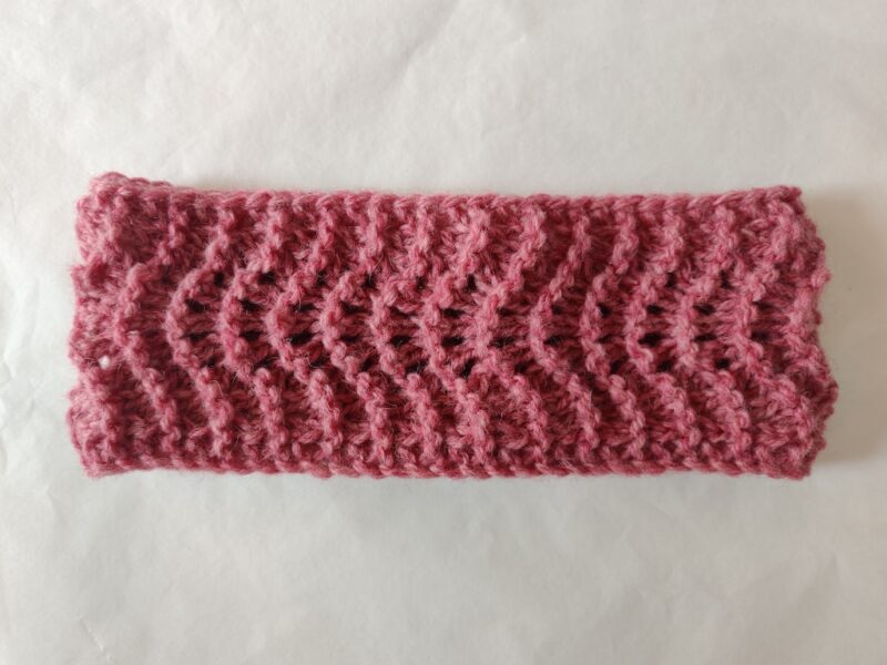 Headband rose point ajouré en laine shetland