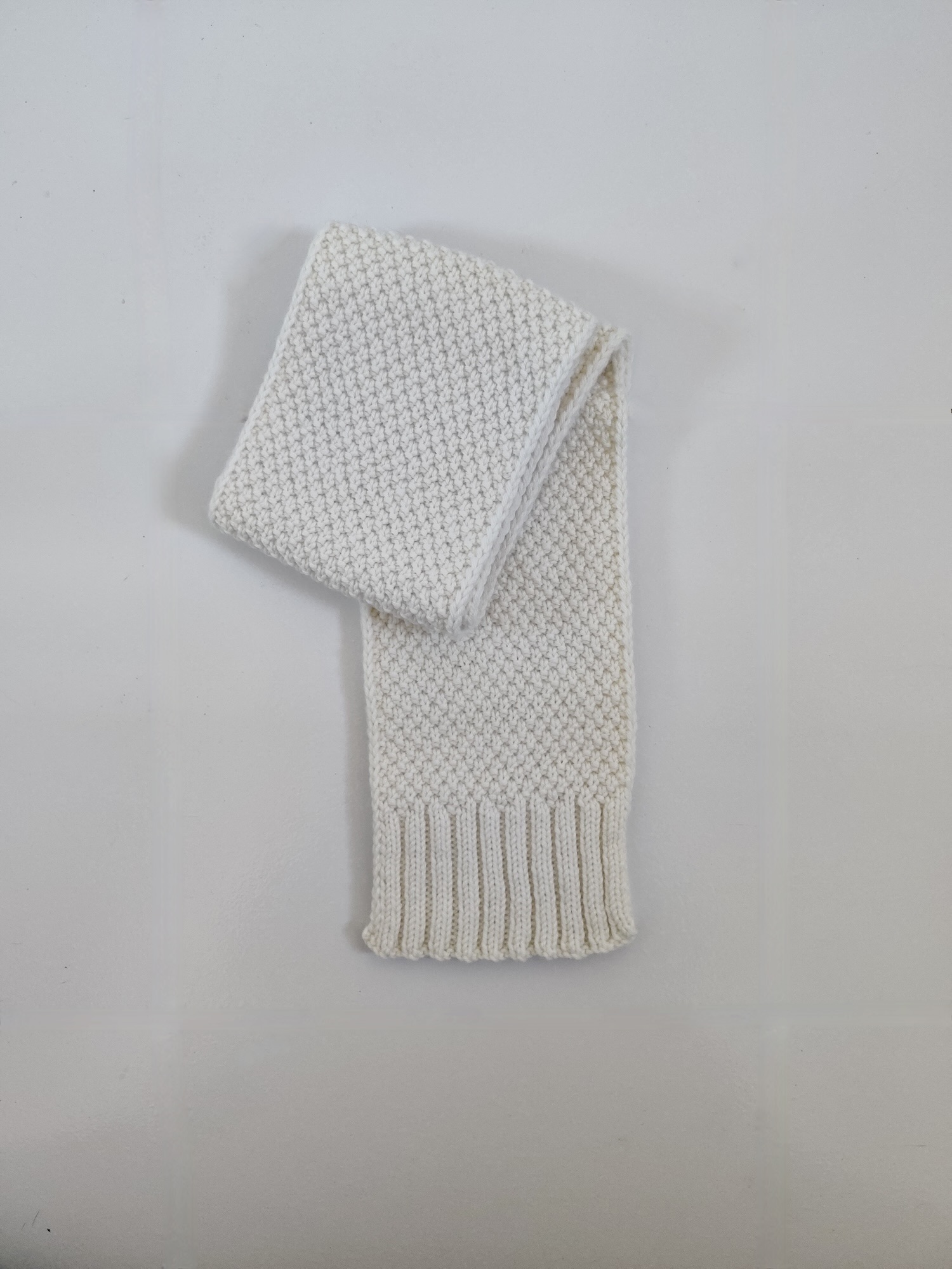 mini-écharpe en laine mérinos écrue biologique de Laine et Merveilles