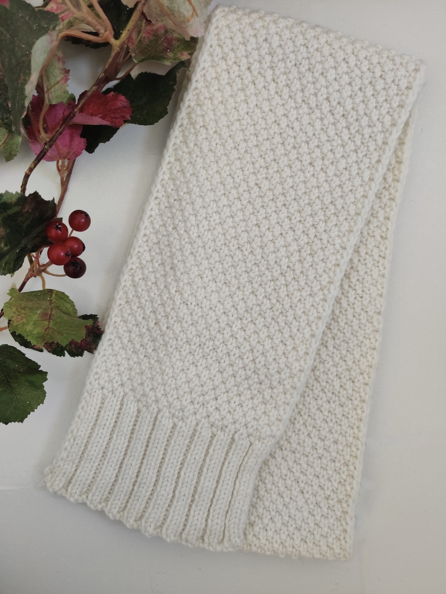 Mini-écharpe mérinos Mousse écru – Image 4